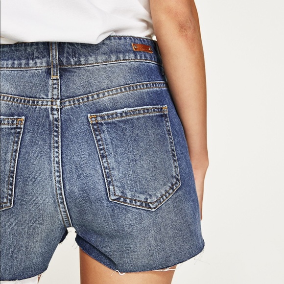 ZARA Embroidered Denim Shorts - Picture 2 of 8